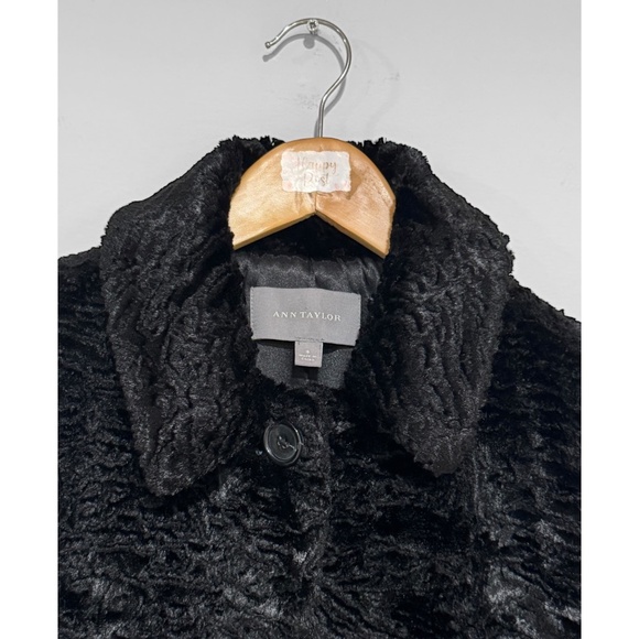 Ann Taylor Women's Black Persian Lamb Texture Faux Fur Coat Size S - Picture 9 of 11